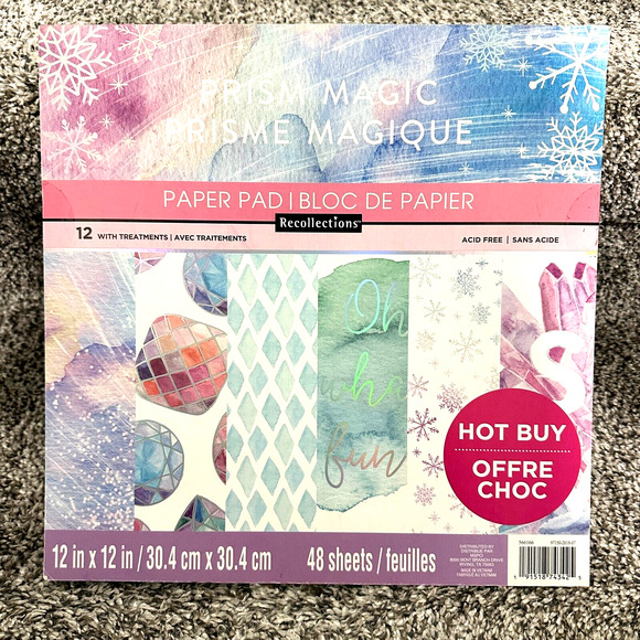 PRISM MAGIC Winter Snowflakes Metallic Accent 12x12" Paper Pad 48 pages/sheets - Picture 2 of 6